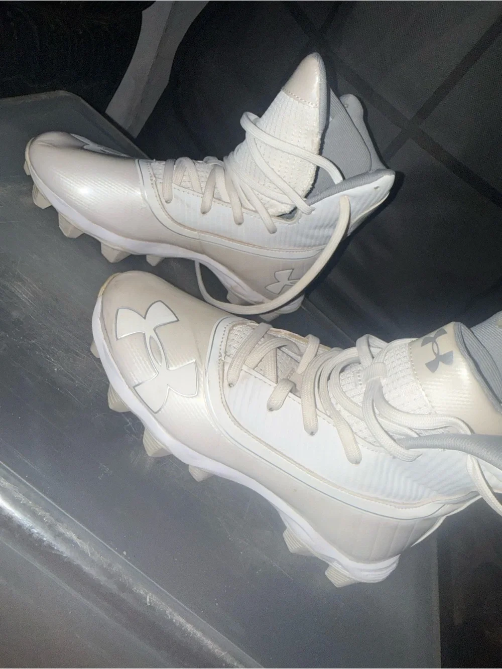 Under Armour Kids White High-Top Cleats